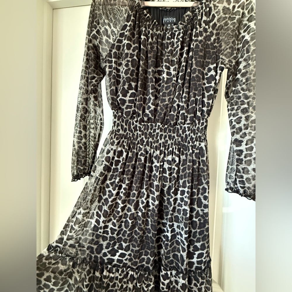 Leopard Print Long Sleeve Dress or Off the Shoulder
